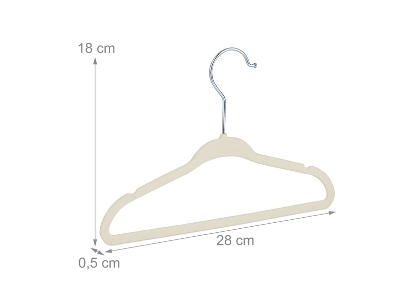  Lot de 10 cintres enfants antidérapants en velours pour vêtements 18 x 28 x 0,5 cm en métal rose 13_0006944  - Conforama C