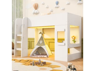 Lit mezzanine 90x200 cm <strong></strong>  <strong>Qualité haut de gamme</strong> coloris blanc