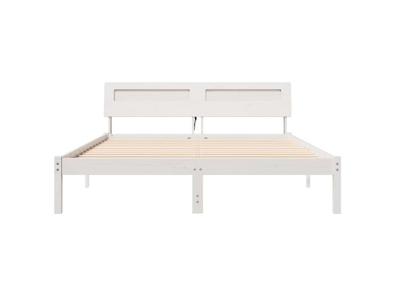  Lit double- lit adulte -  cadre de lit avec tête de lit blanc 150 x 200 cm pin massif  - Conforama D