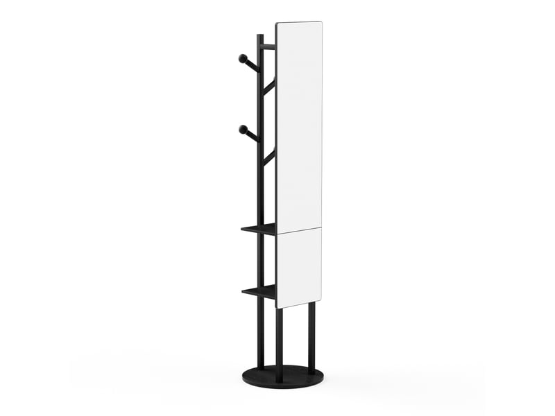 Portemanteau noir pivotant à miroir intégral en acier et panneau de particules - Conforama A