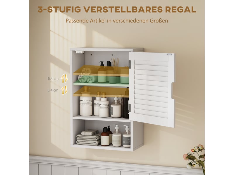  Armoire murale de salle de bain avec 1 porte blanc 40x20x60 cm  - Conforama E