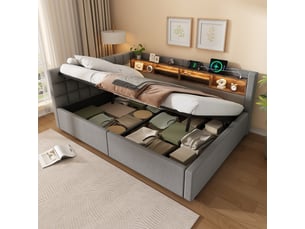 Lit banquette 140x200 cm <strong>SAPGAKS</strong>  <strong></strong> coloris gris