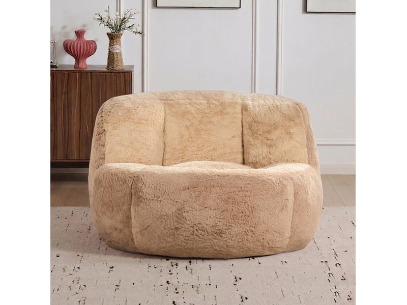  Canapé poire modenvie grand format multicolore marron et camel en fausse fourrure avec mousse haute résilience 106 x 110 x 77 cm  - Conforama D
