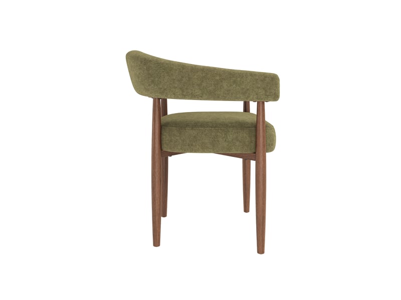 Lot de 6 chaises de salle à manger avec accoudoirs en chenille vert olive, 60x59x75 cm - Conforama R