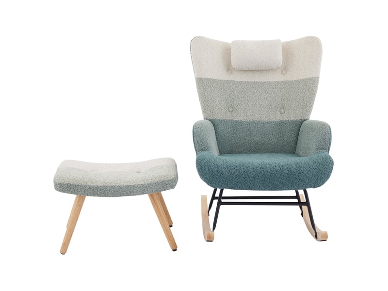  Fauteuil à bascule modenvie en bouclette multicolore avec repose-pieds  - Conforama A