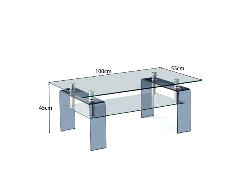  Table basse en verre trempé transparent – pieds gris, design moderne pour salon  - Conforama C