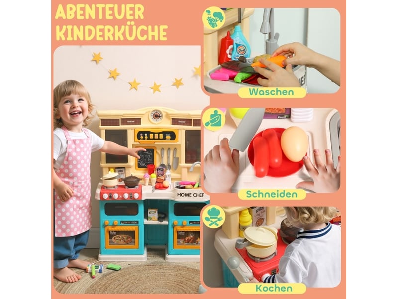  Cuisine jouet enfant 66 x 24 x 83 cm – multicolore – robinet électrique, sons, lumières, 85 accessoires  - Conforama D