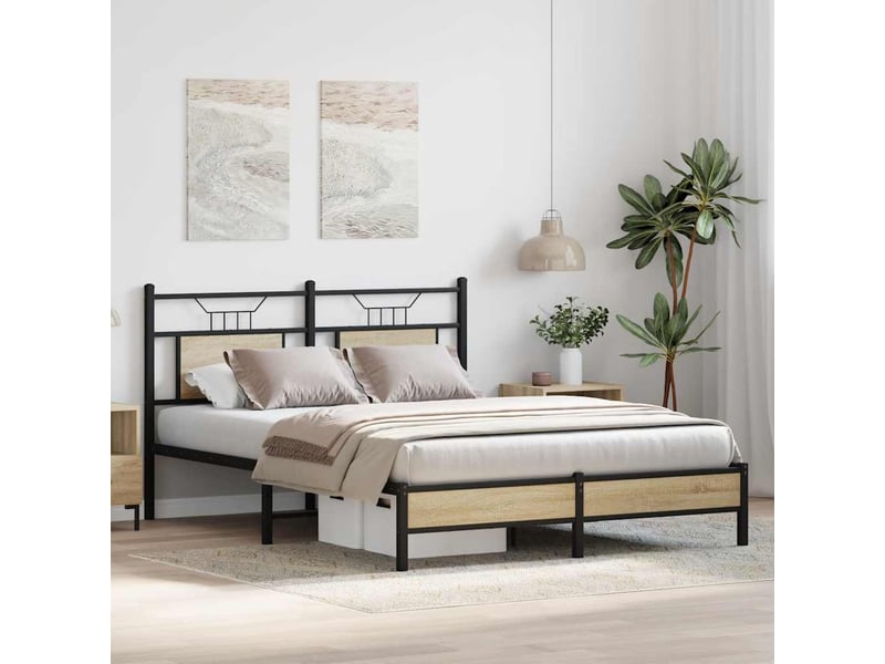  Lit double- lit adulte -  cadre de lit sans matelas chêne sonoma 150x200 cm  - Conforama C