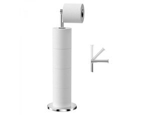 Distributeur de papier toilette sur pied en acier inoxydable, base lourde et anti-rouille - rouleau de papier hygiénique argenté pour salle de bain