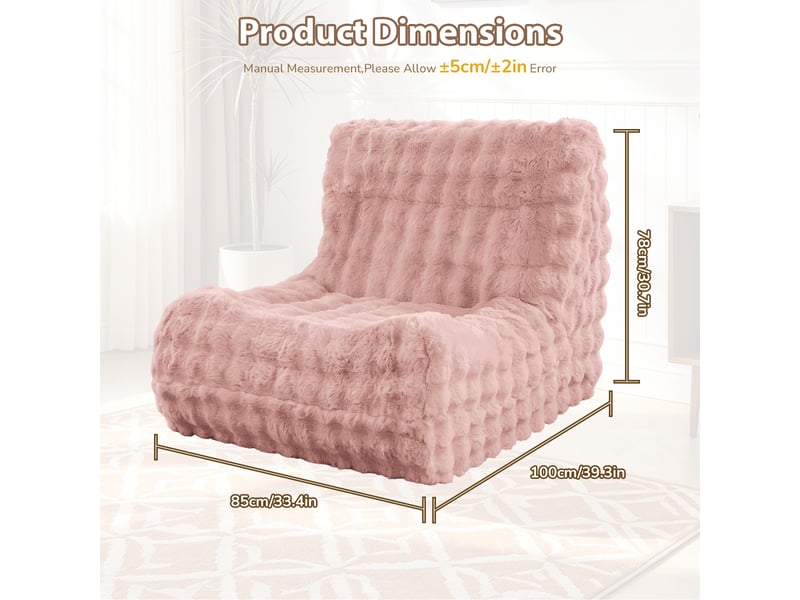  Fauteuil poire chenille 85cm de large, canapé au sol à poser contre le mur  - Conforama C