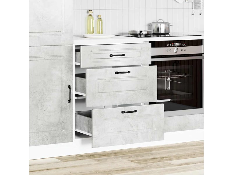  Meuble de rangement, armoire de cuisine kalmar gris béton bois d'ingénierie shl1223  - Conforama C