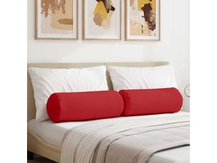 Lot de 2 coussins d'accent, coussins décoratifs, coussins lombaires tissu rouge ø 25 x 70 cm cf56707