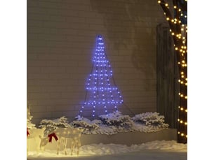Arbre de noël, sapin de noël led avec piquets au sol bleu 182 cm métal