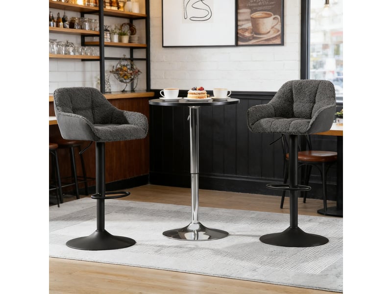  Tabourets de bar lot de 2 pivotants réglables - lpospi - dossier, chenille et velours côtelé - gris foncé  - Conforama C