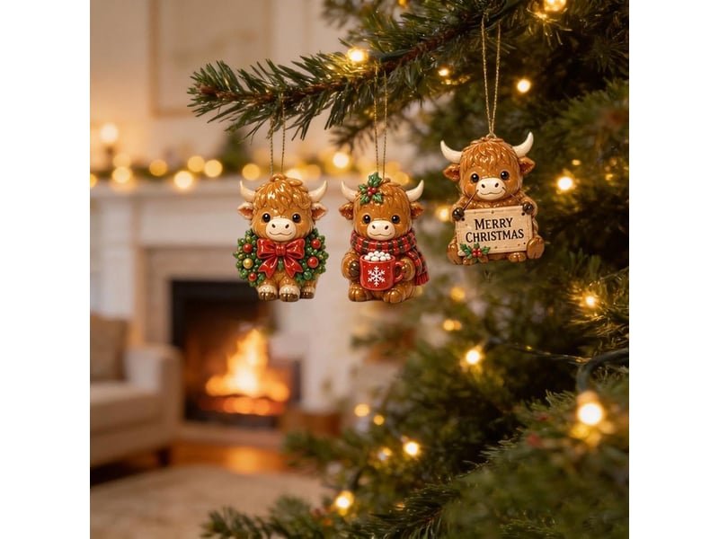  Calendrier de l'avent 2026 vache highland, 24 décorations en acrylique – ornements de noël à suspendre  - Conforama D
