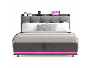 Lit coffre 160x200 cm    coloris gris