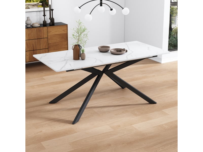  Table de séjour rectangulaire avec allonge bicolore - 70x150-180max. Cm table bicolore - Conforama E