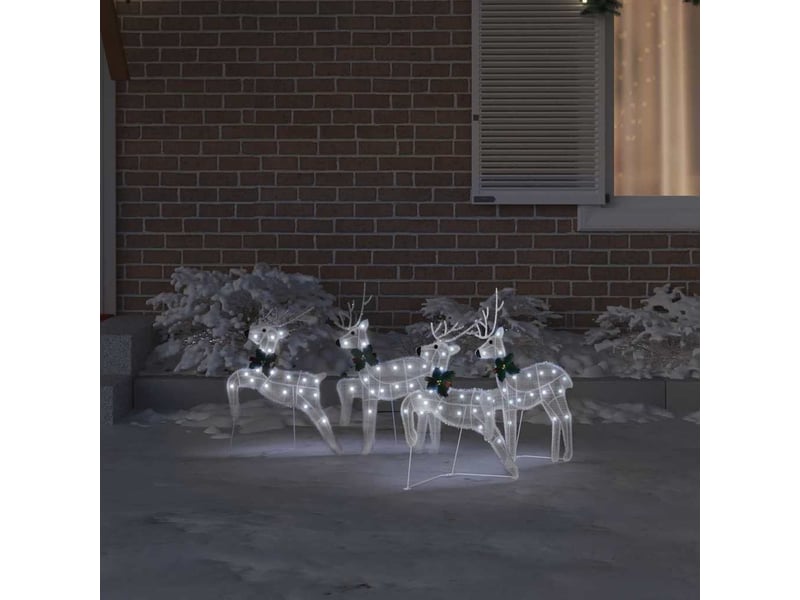 Lot de 4 rennes led, éclairage de noël, décoration de noël blanc 45 x 19 x 65 cm tissu cf62086 - Conforama C
