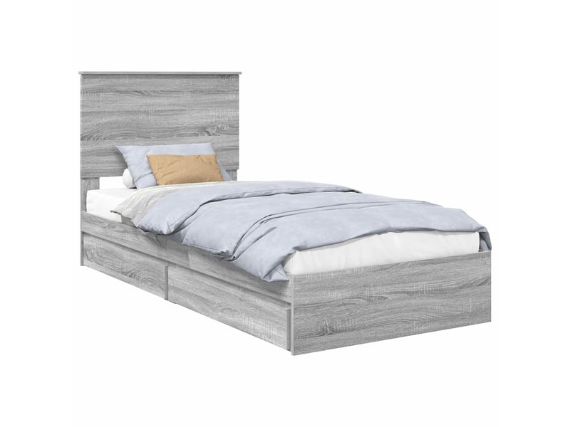  Lit simple- lit adulte -  lit de rangement gris sonoma 90 x 200 cm bois d'ingénierie  - Conforama A