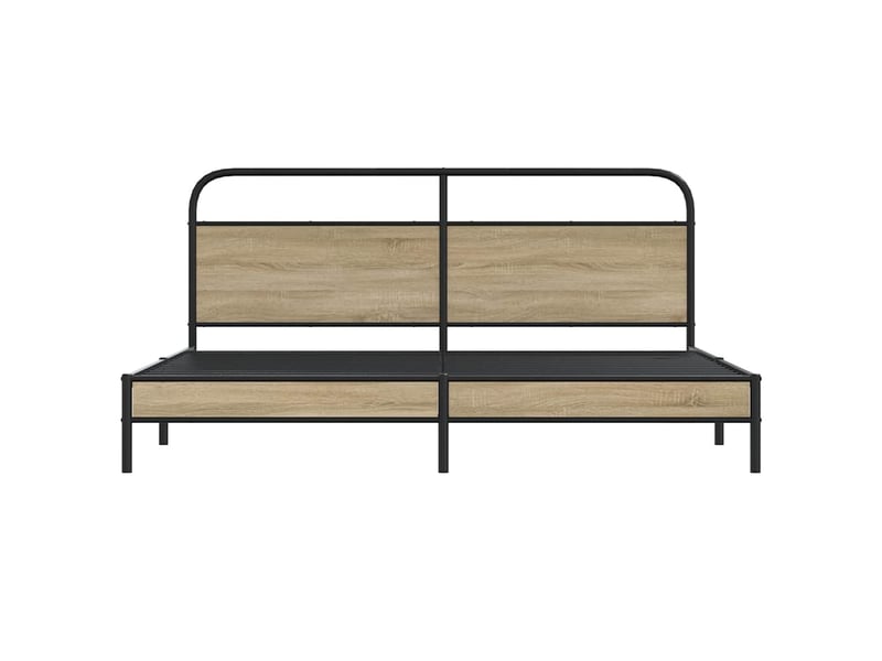 Lit double- lit adulte - cadre de lit en métal sans matelas chêne fumé 200x200 cm - Conforama D