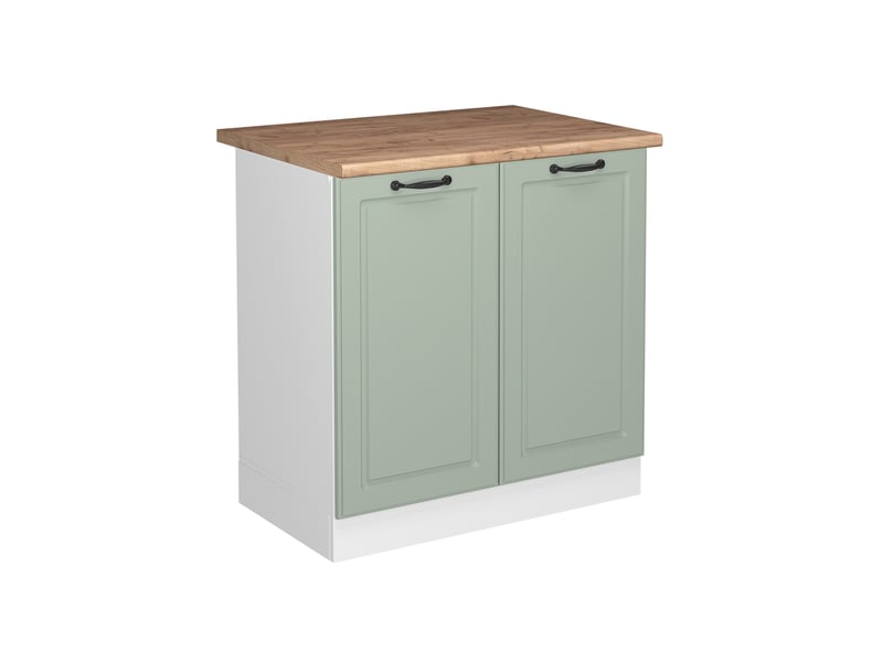  Vicco meuble bas sous-évier, mint campagneblanc, 80cm plan de travail chêne doré  - Conforama A