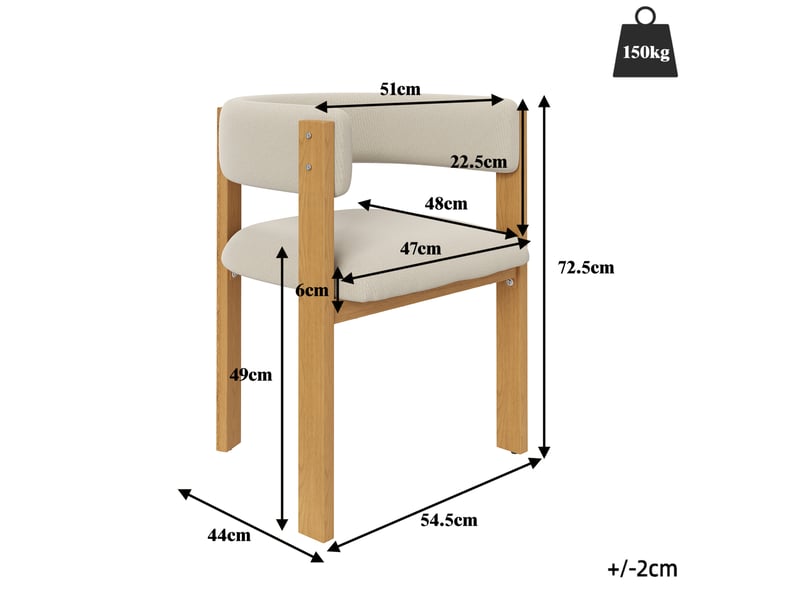  Chaises de salle à manger ergonomiques (4 pièces) avec rembourrage épais, pieds en fer stables et effet bois – respirantes, faciles à entretenir, chaises pour chambre, salle à manger et salon  - Conforama E