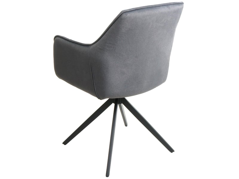  Lot de 6 chaises de salle à manger pivotantes à 180° avec retour automatique et accoudoirs en tissu anthracite et acier 04_0007748  - Conforama D