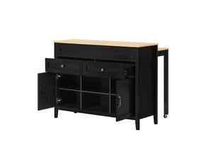 Îlot de cuisine avec table coulissante et rangements 120 cm homvra