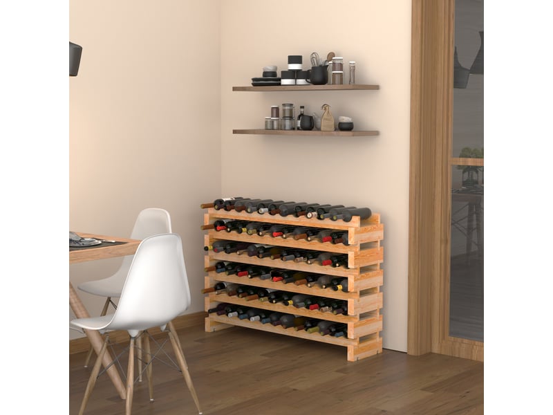  Casier à vin modulaire et empilable à 6 niveaux pour 72 bouteilles, en sapin massif, idéal pour les caves à vin, les bars et les, 114 x 28 x 85 cm  - Conforama D