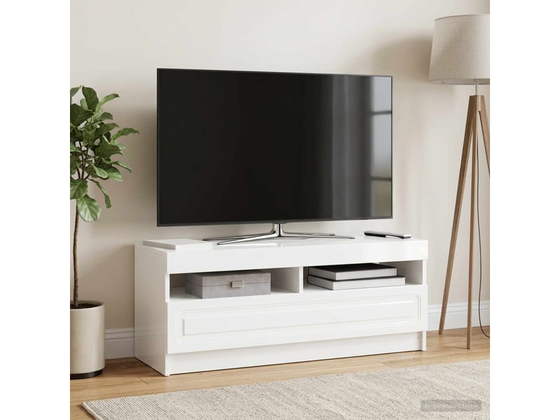 Meuble tv - banc tv - meuble de rangement led blanc brillant bois d'ingénierie - Conforama B