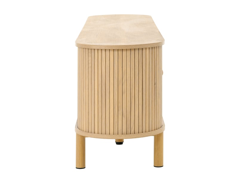  Meuble tv naturel, rangement, gestion des câbles, étagères réglables, plan relevable, étagère extractible - mdf - 110x55.5x40cm  - Conforama D