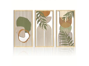 Ensemble de 3 tableaux abstraits bohèmes – décoration murale – décoration murale en bois (20 x 40 cm, environ 0,5 cm d'épaisseur)