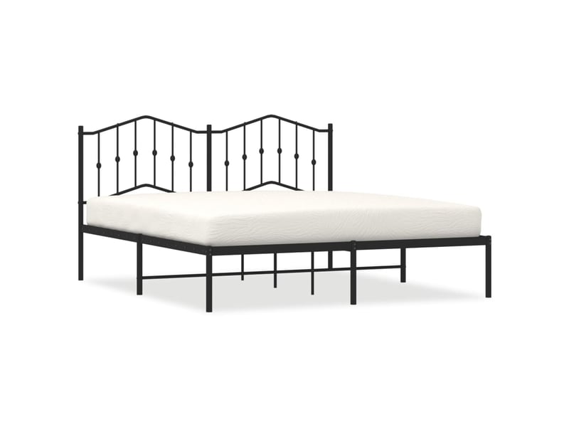  Lit double- lit adulte -  cadre de lit métal sans matelas et tête de lit noir 180x200 cm  - Conforama A