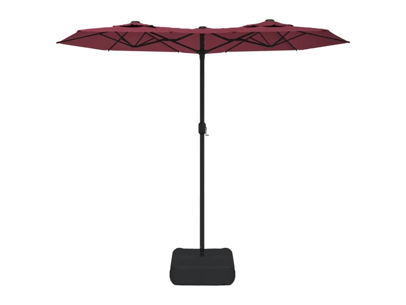  Parasol de jardin à double tête avec led ambiance cosy 316 x 145 x 240 cm en polyester rouge bordeaux 02_0047396  - Conforama B