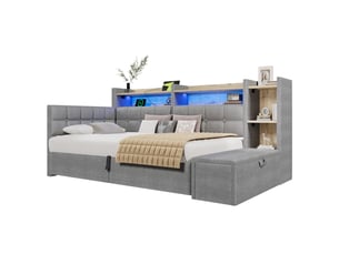 Lit banquette 90x200 cm <strong>SAPGAKS</strong> <strong></strong> coloris gris