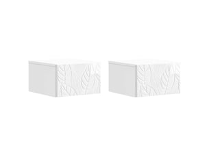 Table de chevet - table d'appoint murale 2 pc blanc brillant 34,5 x 33 x 20 cm
