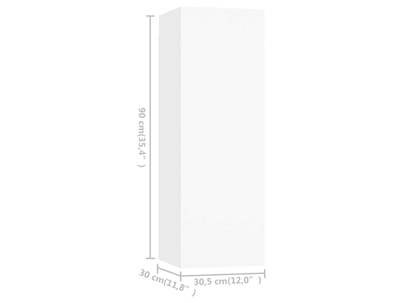  Lot de 4 meuble tv bas salon blanc 30,5x30x90 cm bois d'ingénierie  - Conforama E