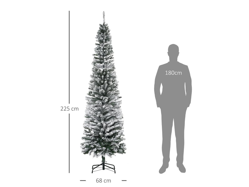  Sapin de noël vert enneigé en polypropylène (pp), 738 branches ignifugées et base en acier inoxydable, ø68 x 225 cm  - Conforama C