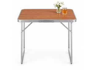 Table de camping pliante ulevr, portable avec poignée, 70 x 50 x 60 cm, plateau en mdf coloris chêne