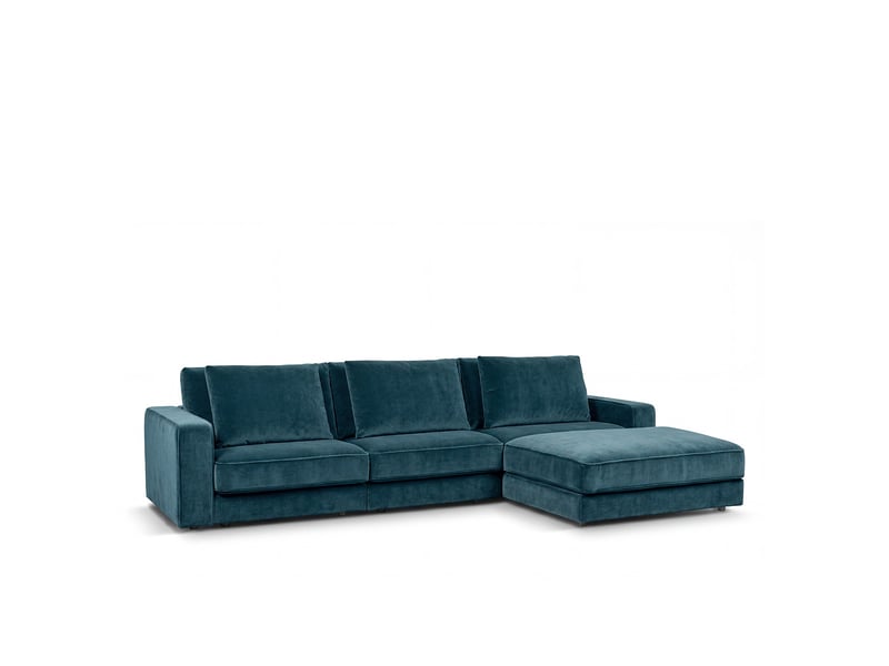 Canapé velours angle d bleu pétrole venezia 5 pl 3CA56.PI.5A.D.24 - Conforama D