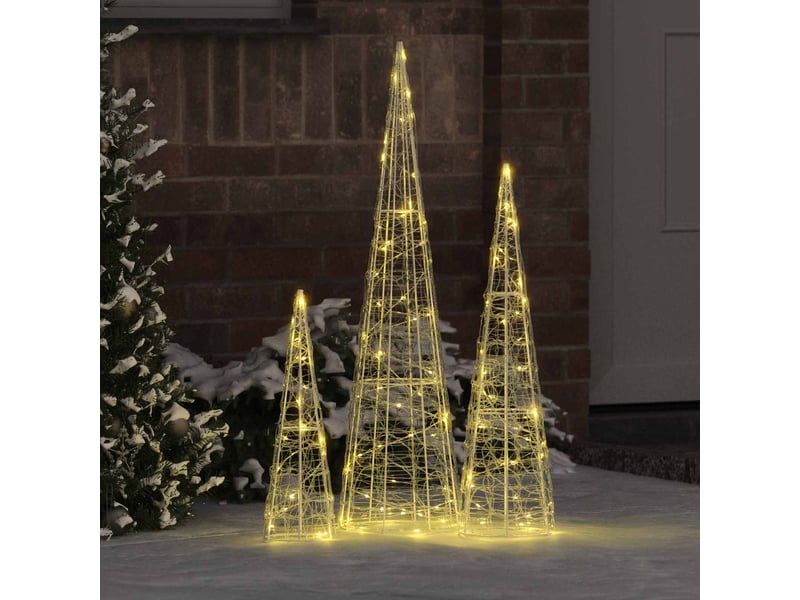  Sapin de noël - arbre de noël 3 pcs 90 led blanc chaud 20 x 20 x 80 cm acrylique  - Conforama B
