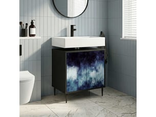 Armoire de salle de bain, meuble de rangement raalte chêne noir 60x40x61 cm