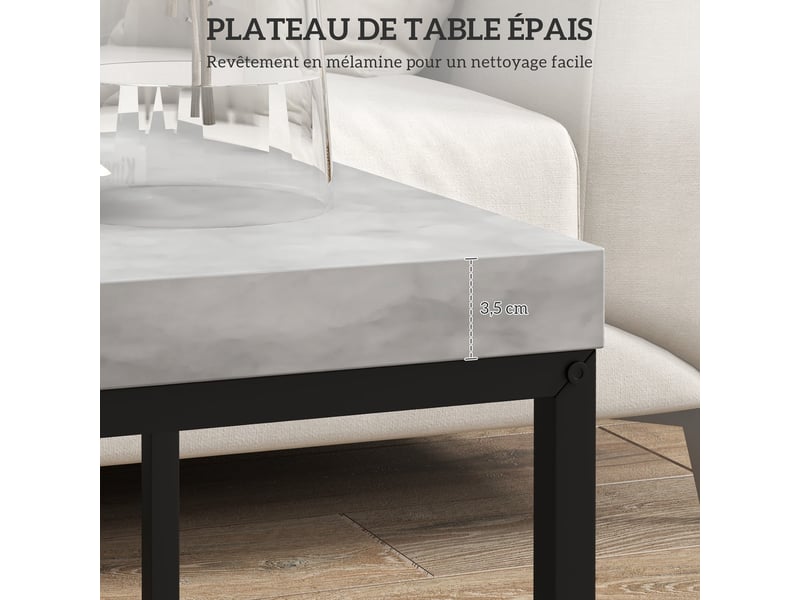  Lot de 2 tables gigognes tables basses carrées tables de cadre salon en acier et plateaux en bois gris  - Conforama R