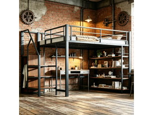 Lit mezzanine 140x200 cm <strong>HAUSS SPOLE</strong>  <strong></strong> coloris noir