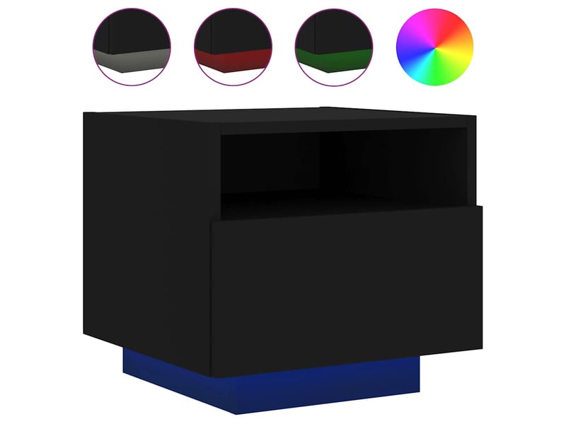 Lot de 2 tables de chevet - cabinet de chevet - table de nuit avec lumières led noir 40x39x37 cm - Conforama D