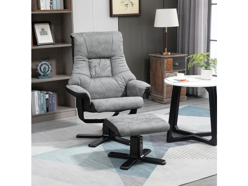  Fauteuil relax ulevr pivotant 360° inclinable 135° avec repose-pieds, microfibre grise, 78 x 82,5 x 109 cm  - Conforama B