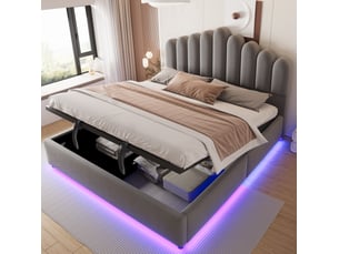 Lit coffre 180x200 cm MIVRAY coloris gris