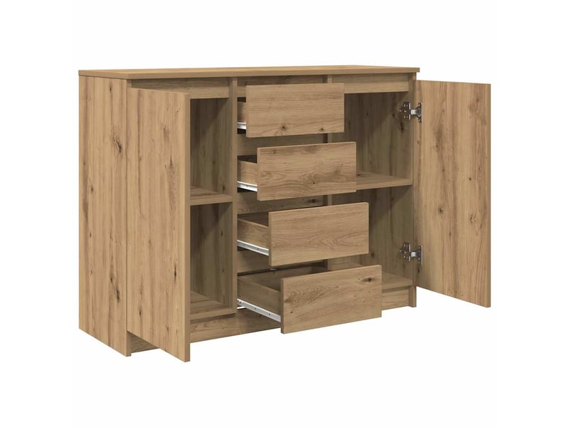  Buffet - bahut - meuble de rangement et tiroirs chêne artisanal 100,5x35x76cm bois ingénierie  - Conforama E