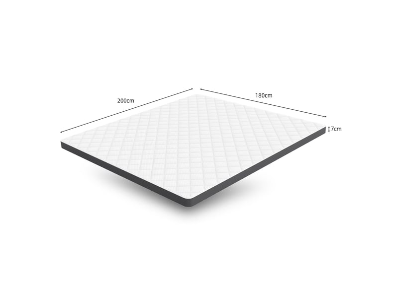  Matelas double 180x200 cm h3 en mousse blanc et gris, 7 zones de soutien réversibles, hauteur 7 cm  - Conforama C