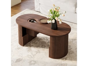 Table basse ovale coloris bois foncé <strong></strong> <strong></strong> - 50 cmx105 cm